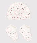 CONFEZIONE CUFFIETTA E BABBUCCE CON CUORI PETIT BATEAU