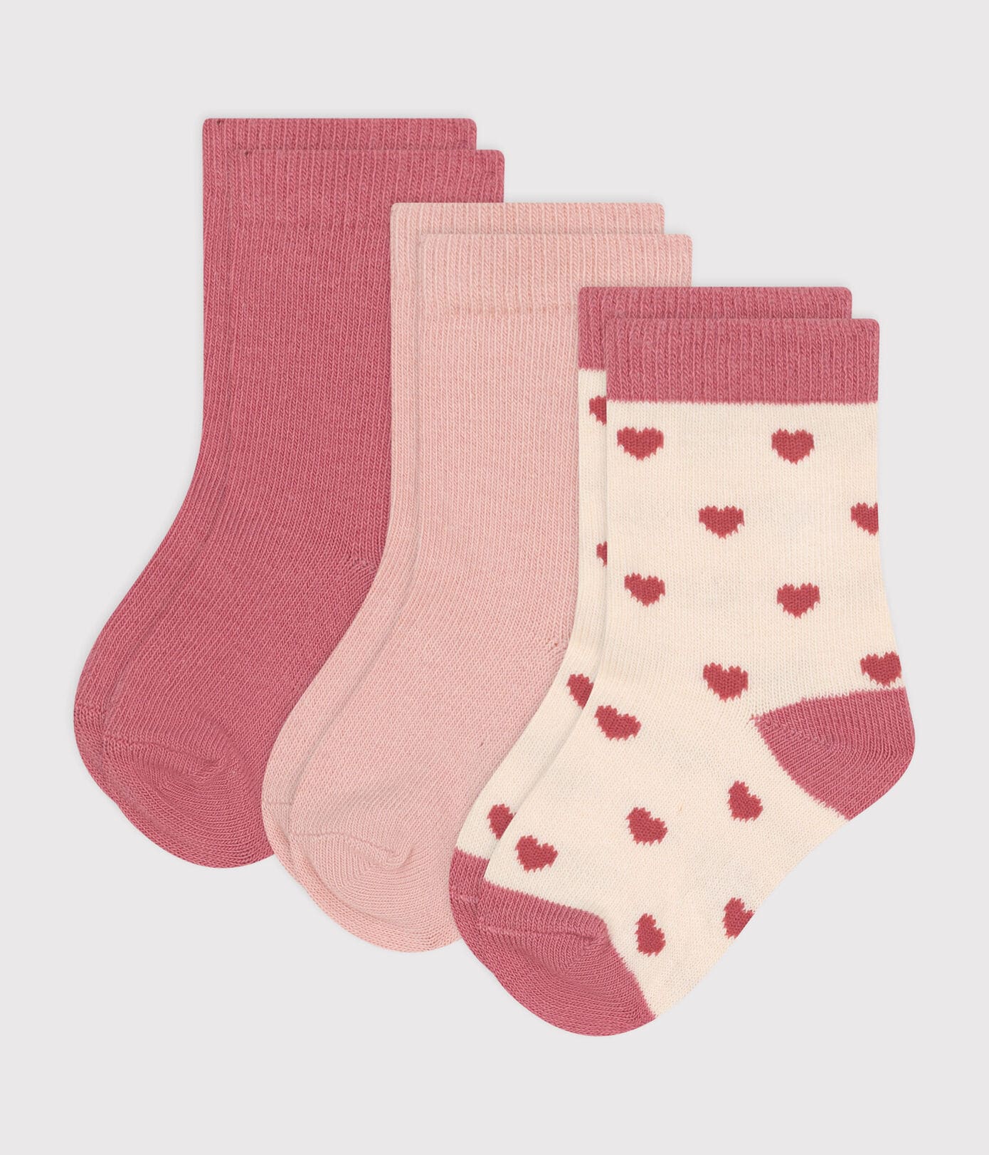 3 PAIA DI CALZINI IN COTONE A CUORICINI NEONATO PETIT BATEAU