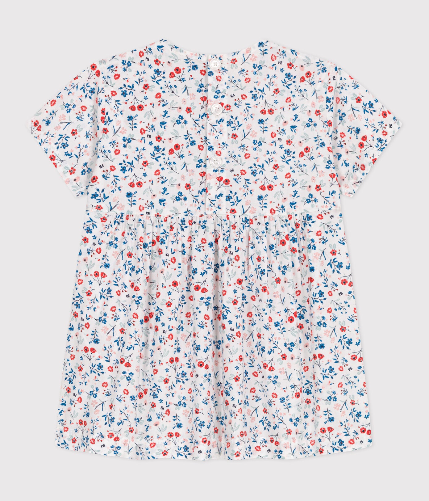 ABITO A MANICHE CORTE IN COTONE CON STAMPA A FIORI NEONATA PETIT BATEAU