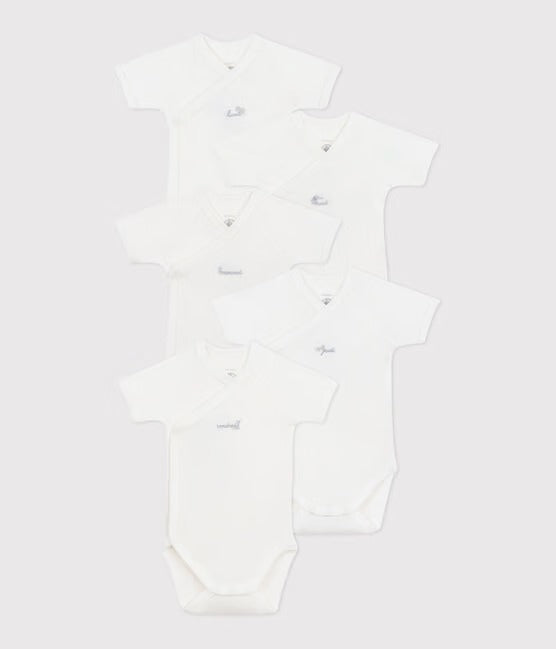 SET 5 BODY INCROCIATI A MANICHE CORTE IN COTONE PETIT BATEAU