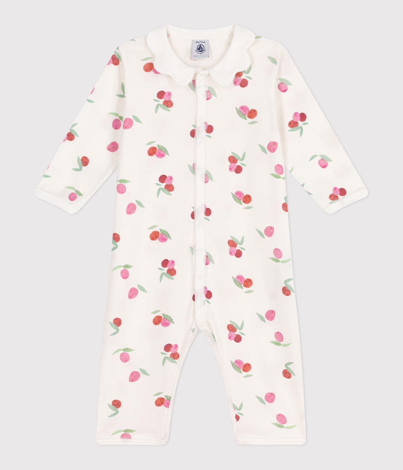 TUTINA IN COTONE CON COLLETTO A PETALO E FRUTTI PETIT BATEAU
