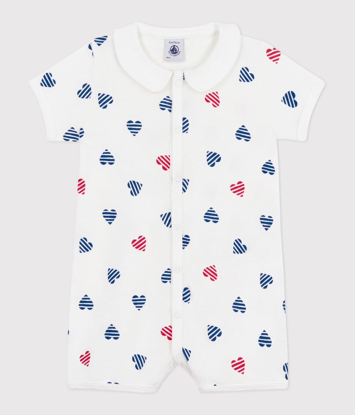 TUTINA CORTA IN COTONE CON COLLETTO A CUORI PETIT BATEAU