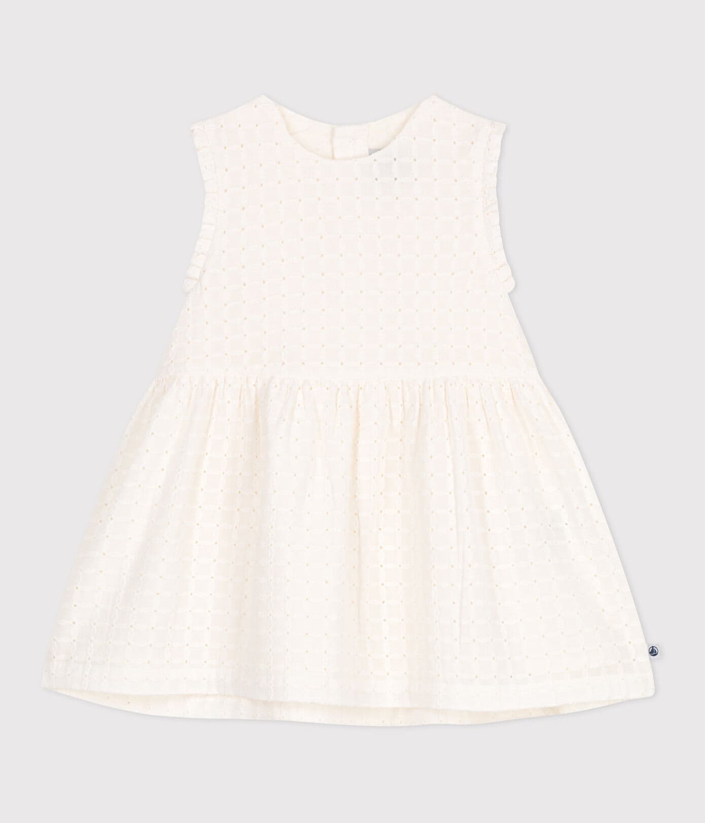 ABITO SENZA MANICHE IN SANGALLO DI COTONE BIANCO NEONATO PETIT BATEAU