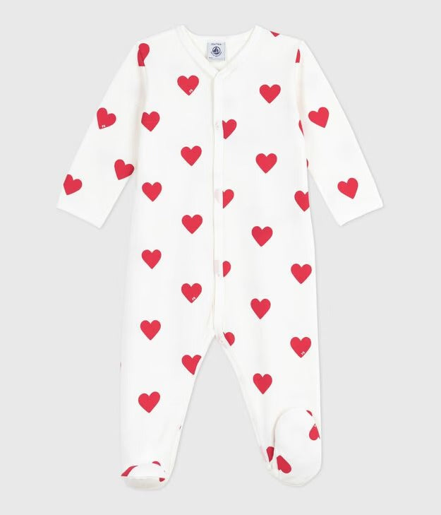 TUTINA UNISEX NEONATA IN COTONE CON STAMPA A CUORI PETIT BATEAU