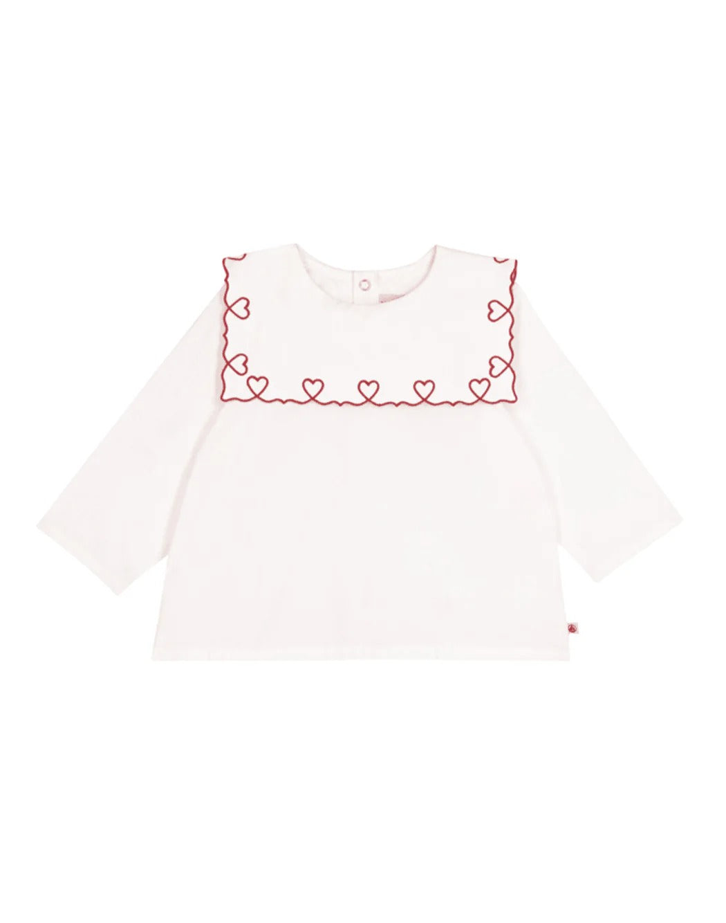 BLUSA A MANICHE LUNGHE CON RICAMO CUORI PETIT BATEAU