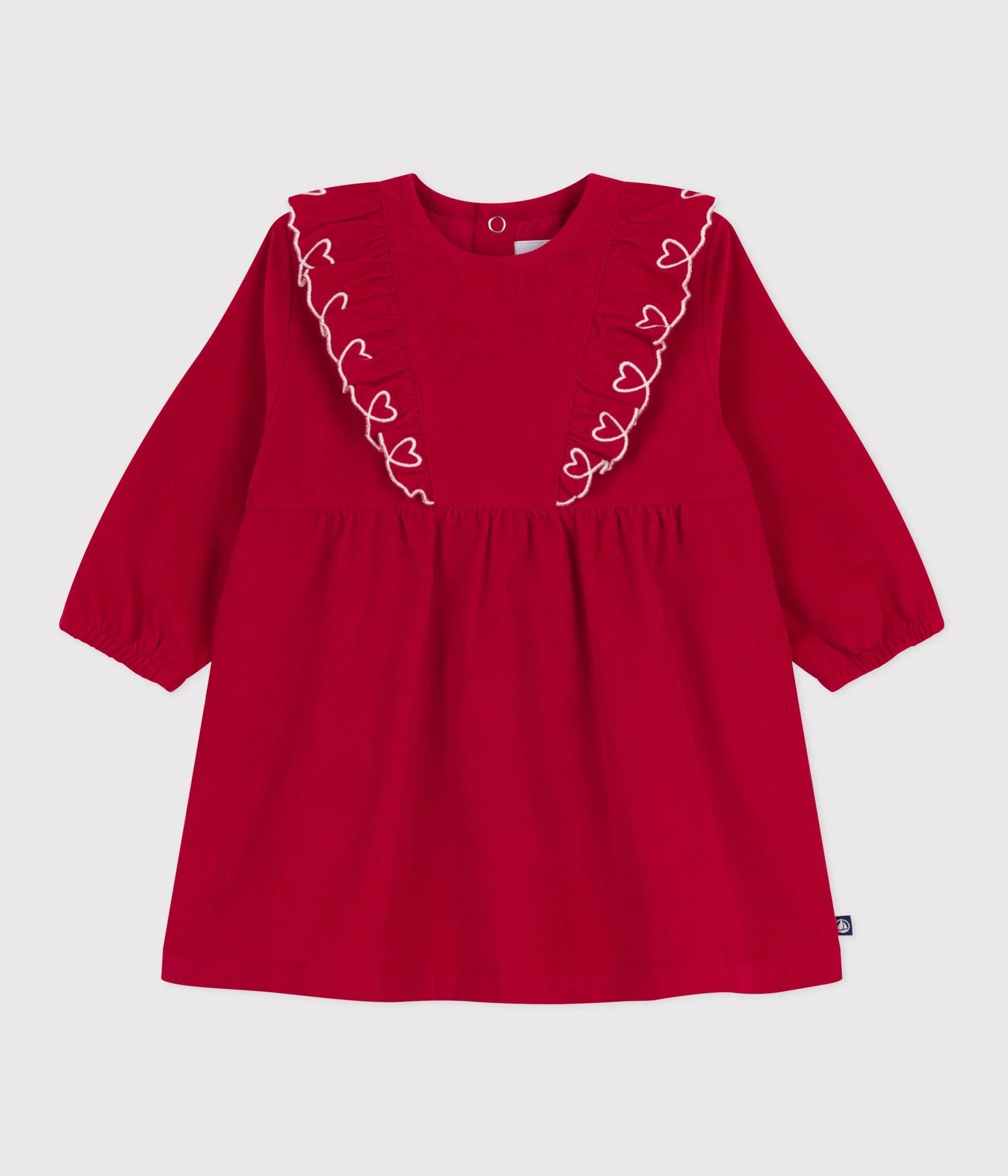 VESTITO IN VELLUTO A COSTE CON VOLANT PETIT BATEAU