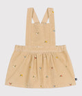 VESTITO IN VELLUTO A COSTINE CON FIORI RICAMATI NEONATA PETIT BATEAU