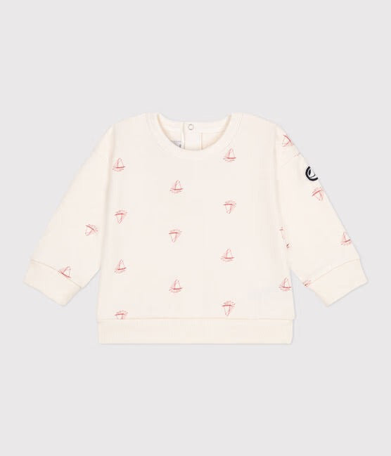 FELPA IN COTONE CON STAMPA DI BARCHE PETIT BATEAU