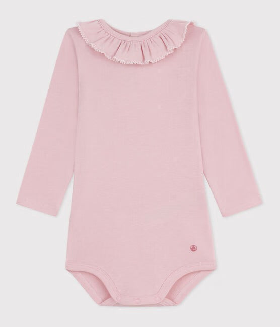 BODY CON COLLETTO IN COTONE TINTA UNITA PETIT BATEAU