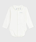 BODY CON COLLETTO RICAMATO E SCRITTA SUL PETTO NEONATO PETIT BATEAU