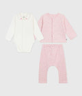 SET 3 PEZZI CON STAMPA A CUORI E FIORI BODY CON COLLETTO RICAMATO PETIT BATEAU