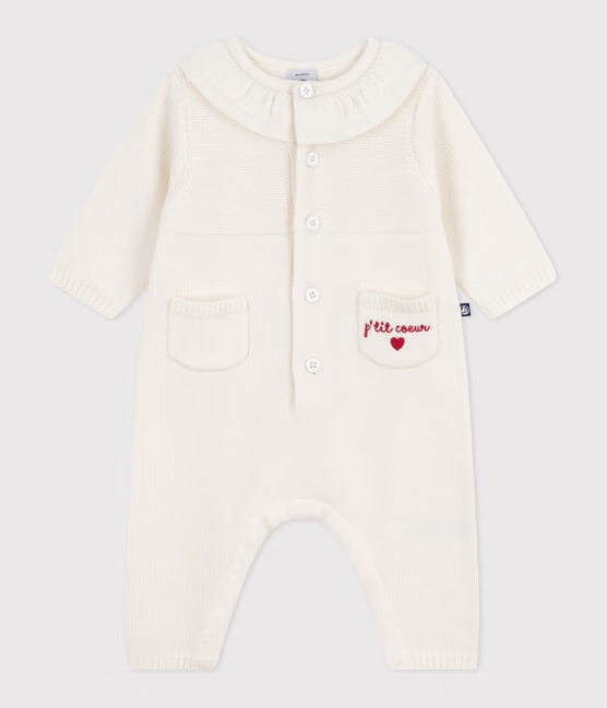 TUTINA CON COLLETTO IN MAGLIA CON RICAMO PETIT BATEAU
