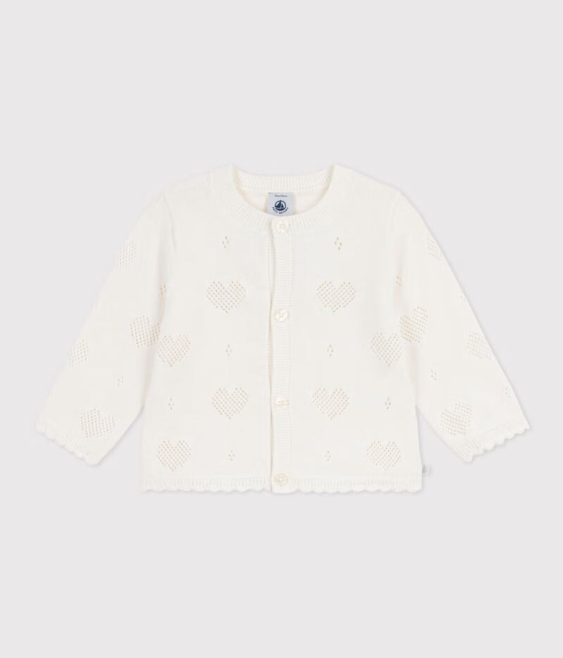 CARDIGAN IN COTONE CON MOTIVO A CUORI PETIT BATEAU