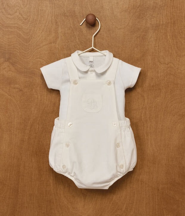 SET 2 PEZZI IN COTONE E LINO CON DETTAGLIO RICAMATO NEONATO PETIT BATEAU