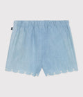 SHORTS IN CHAMBRAY RICAMATO NEONATA PETIT BATEAU