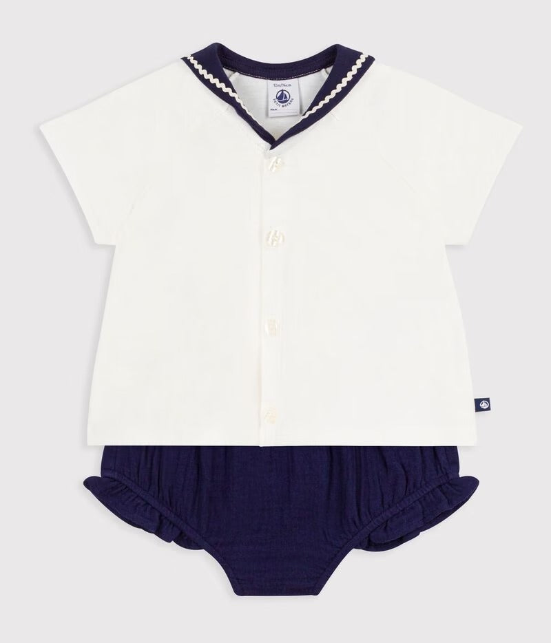 COMPLETO DUE PEZZI IN COTONE CON T-SHIRT PETIT BATEAU