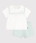 COMPLETO NEONATO DUE PEZZI IN MISTO COTONE LINO PETIT BATEAU