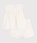 COMPLETO DUE PEZZI IN SANGALLO CON MOTIVO A CUORI PETIT BATEAU