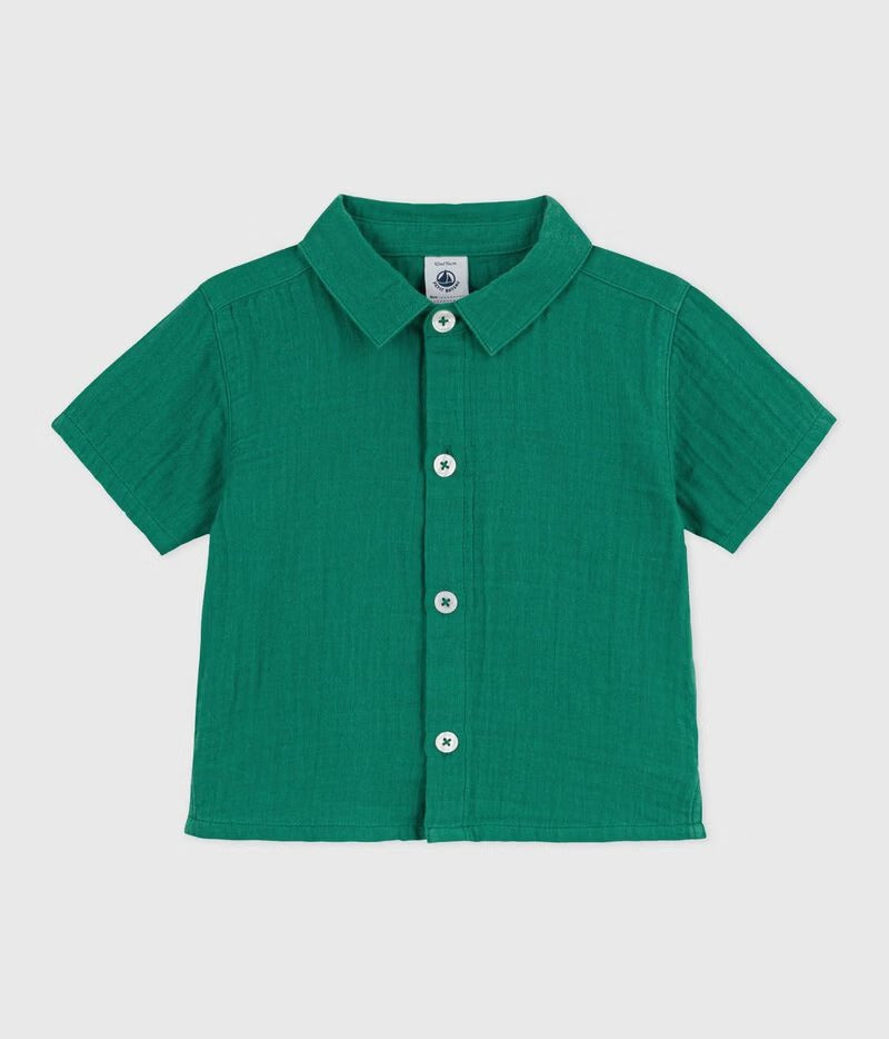 CAMICIA A MANICHE CORTE IN MISTO COTONE LINO PETIT BATEAU