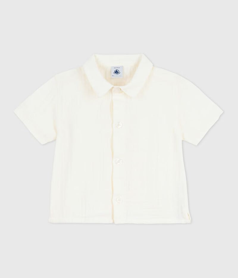 CAMICIA A MANICHE CORTE IN MISTO COTONE LINO PETIT BATEAU
