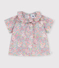 BLUSA NEONATA A MANICHE CORTE IN COTONE CON STAMPA A FIORI PETIT BATEAU