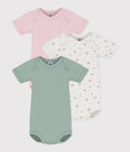 SET DI BODY A MANICHE CORTE IN COTONE TRAFORATO PETIT BATEAU