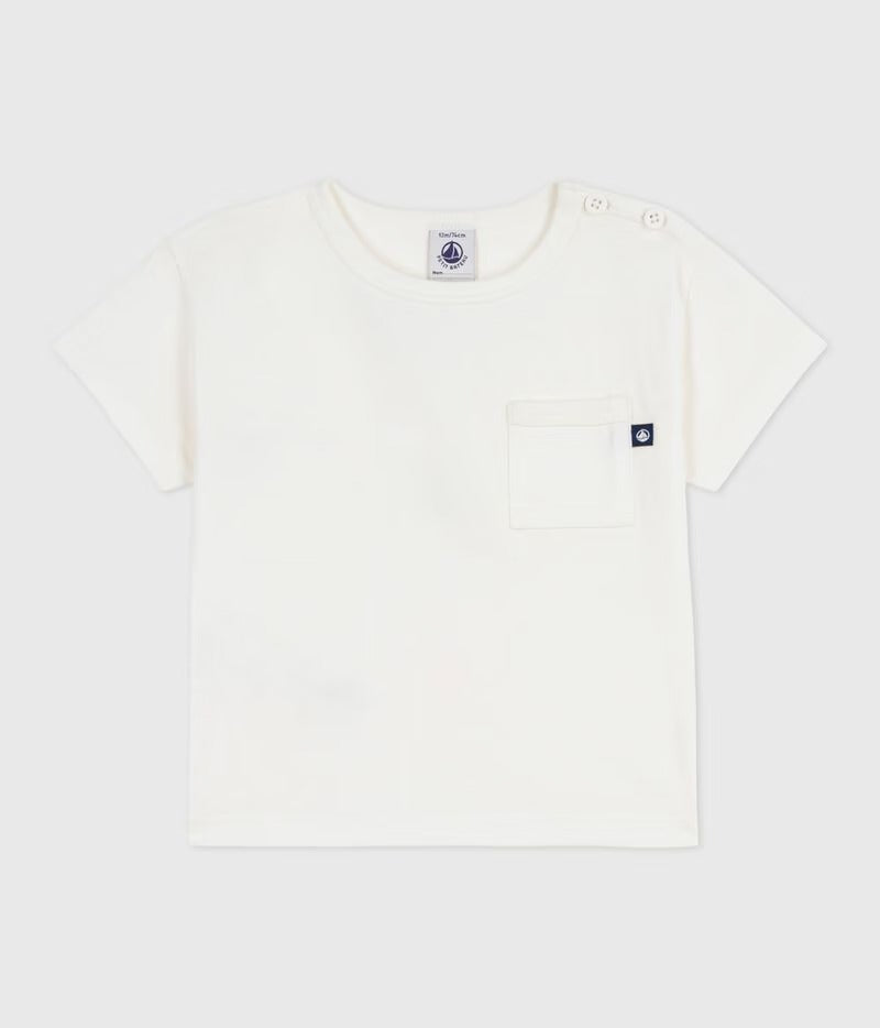 T-SHIRT A MANICHE CORTE IN COTONE TINTA UNITA PETIT BATEAU