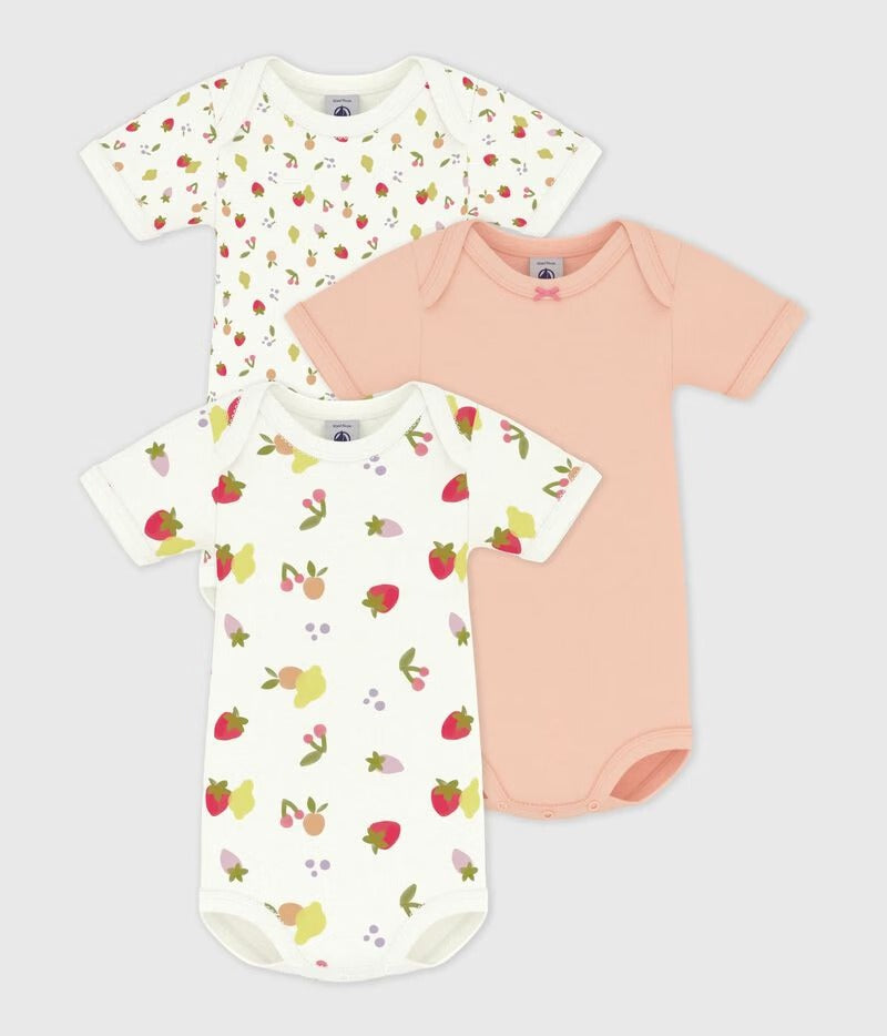 SET DI BODY A MANICHE CORTE IN COTONE CON FRUTTI PETIT BATEAU