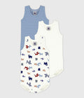 SET DI BODY SENZA MANICHE IN COTONE CON CANE STAMPATO PETIT BATEAU