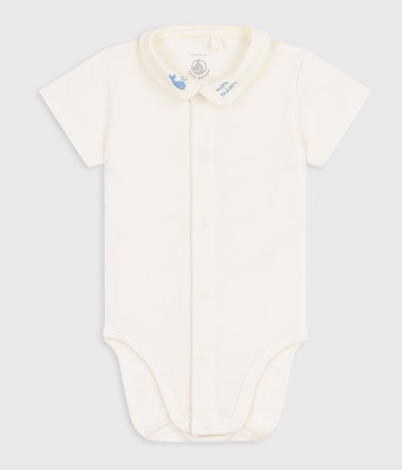 BODY A MANICHE CORTE IN COTONE CON DETTAGLI PETIT BATEAU