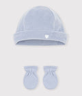 SET CUFFIETTA E MUFFOLE TINTA UNITA IN CINIGLIA NEONATO PETIT BATEAU