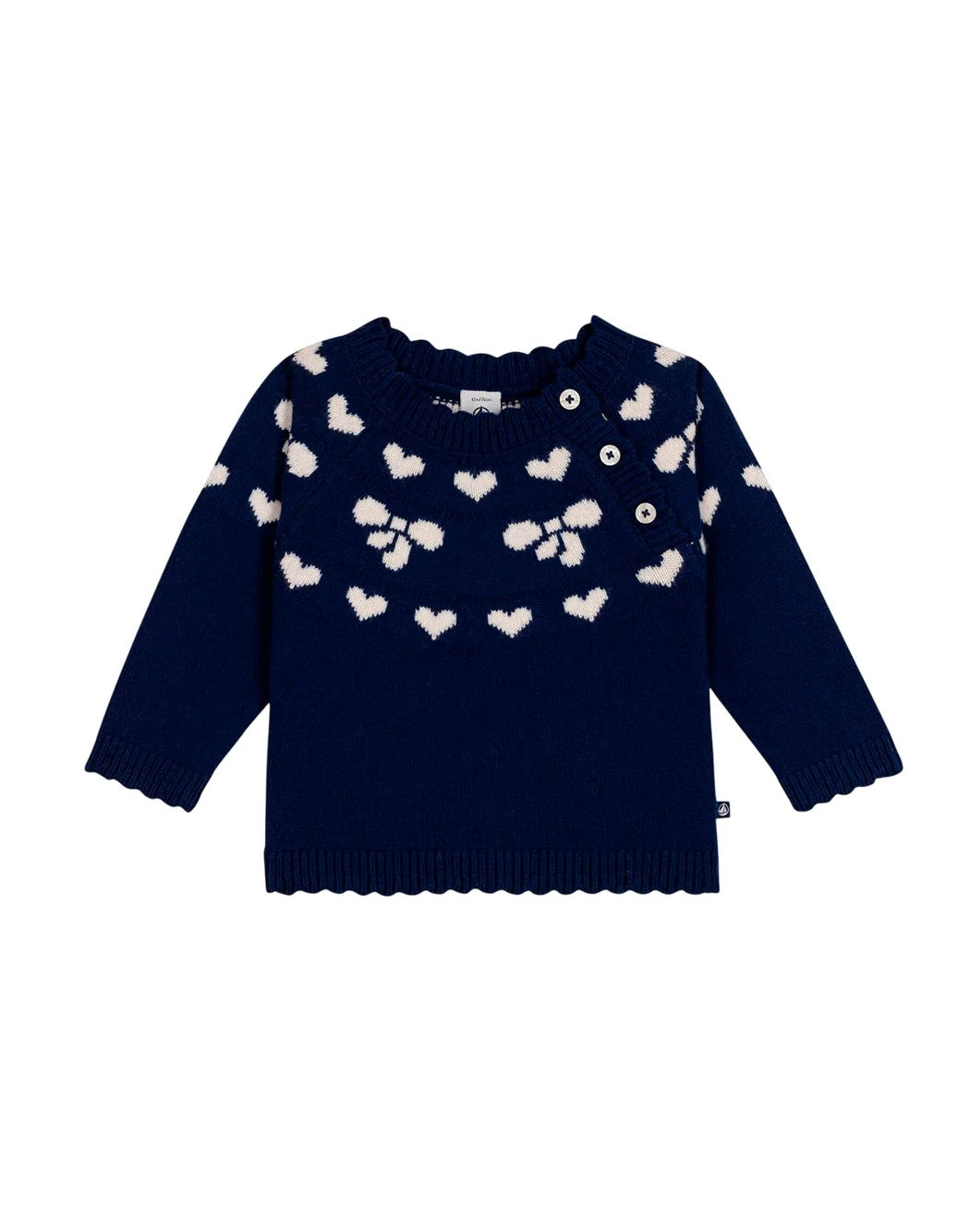 MAGLIONCINO GIROCOLLO PER NEONATI FANTASIA A CUORI E FIOCCHI PETIT BATEAU