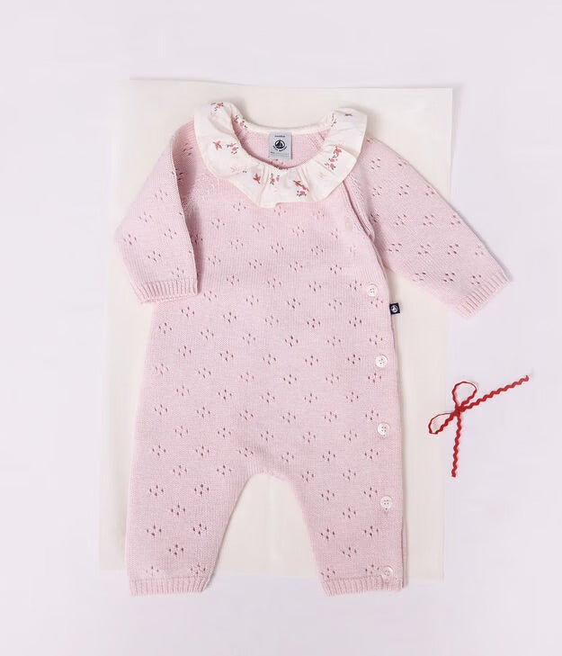 TUTINA IN MAGLIA DI MISTO LANA E COTONE TINTA UNITA CON COLLETTO PETIT BATEAU
