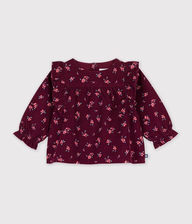 BLUSA MANICHE LUNGHE IN VELLUTO CON STAMPA A FIORI PETIT BATEAU