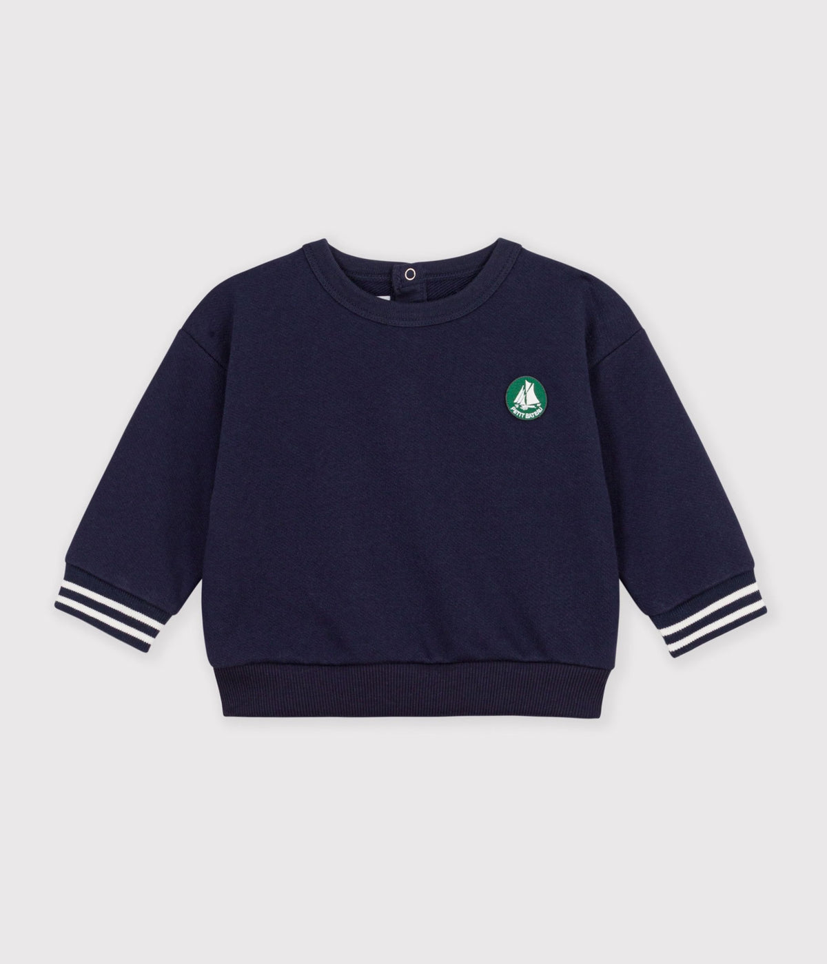 FELPA IN COTONE TINTA UNITA CON STAMPA NEONATO PETIT BATEAU