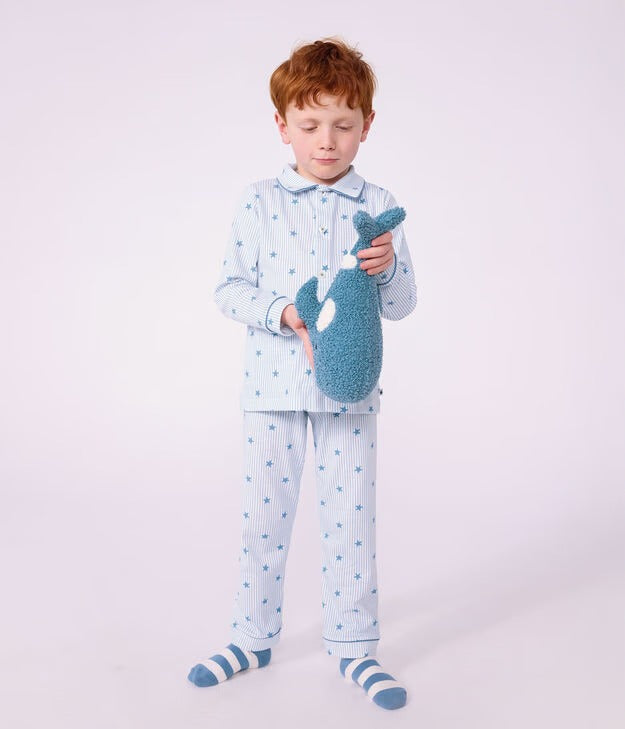 PIGIAMA CON COTONE CON BOTTONI E STAMPA A STELLE PETIT BATEAU