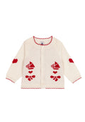 CARDIGAN MANICA LUNGA SMERLATO CON PICCOLI CUORICINI, FIOCCHETTI E BARCHETTE PETIT BATEAU
