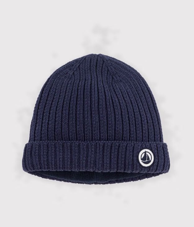 CAPPELLINO PER NEONATO IN COTONE CON FODERA IN PILE PETIT BATEAU