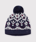 CAPPELLINO IN MISTO LANA E COTONE JACQUARD CON FODERA IN PILE NEONATO PETIT BATEAU