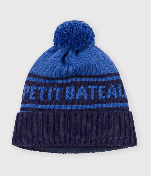 CAPPELLINO IN MAGLIA JACQUARD FODERATA IN PILE BAMBINO PETIT BATEAU