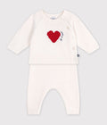 COMPLETO IN MAGLIA JACQUARD NEONATO CON CUORE PETIT BATEAU