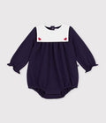TUTINA CORTA CON COLLETTO IN COTONE TINTA UNITA NEONATO PETIT BATEAU