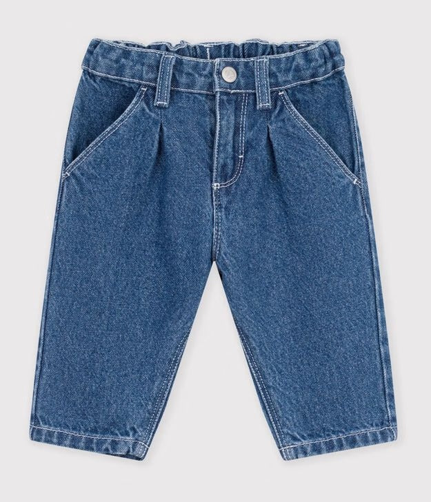 PANTALONI IN DENIM TINTA UNITA NEONATO PETIT BATEAU