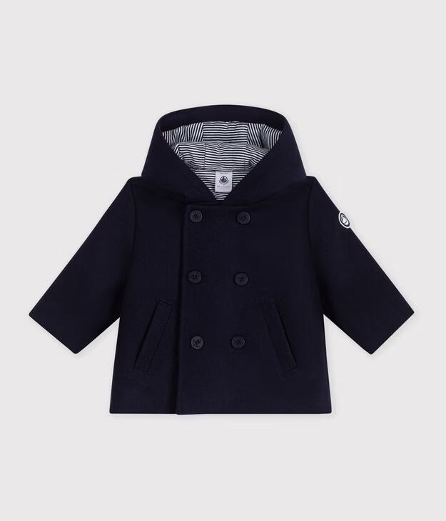 CAPPOTTO NEONATO IN PANNA DI LANA TINTA UNITA PETIT BATEAU