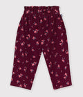 PANTALONI DA NEONATO-A IN VELLUTO A COSTE CON STAMPA FLOREALE PETIT BATEAU