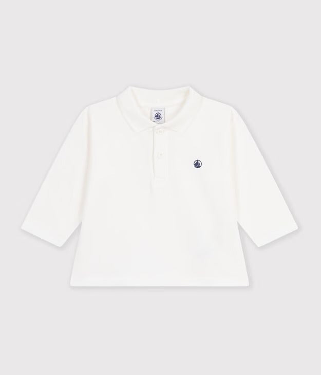 POLO A MANICHE LUNGHE IN COTONE TINTA UNITA NEONATO PETIT BATEAU