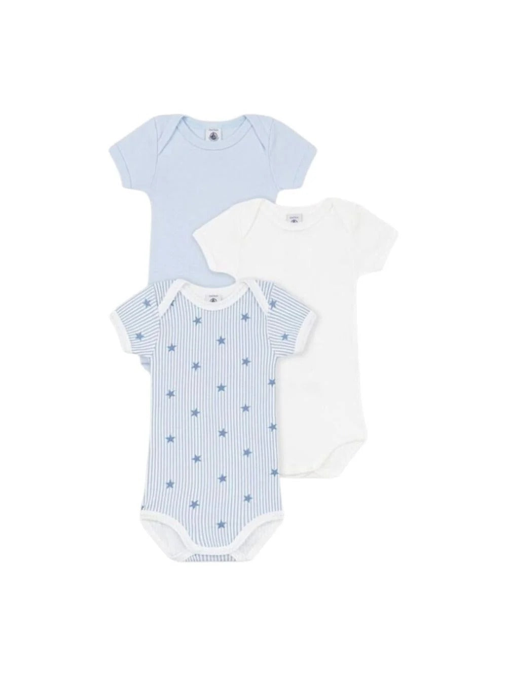 SET 3 BODY PER NEONATI A RIGHE CON STAMPA GRAFICA PETIT BATEAU