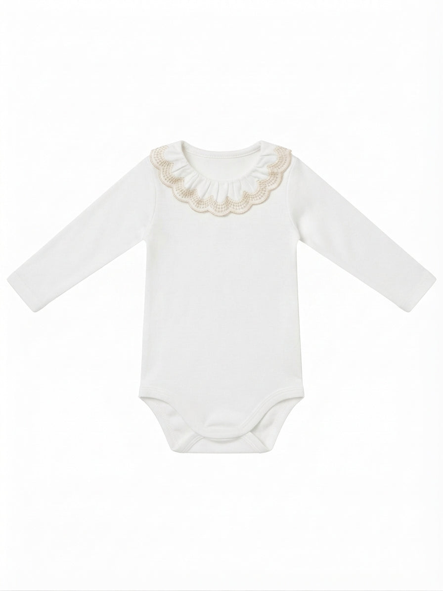 BODY MANICA LUNGA CON COLLETTO SMERLATO TRAFORATO PETIT BATEAU