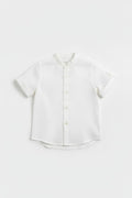 CAMICIA IN LINO COLLETTO COREANO CON RETRO RICAMATO MIMU'