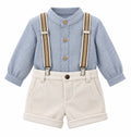 COMPLETO DUE PEZZI COMPOSTO DA CAMICIA E PANTALONCINI CON BRETELLE YOEDU